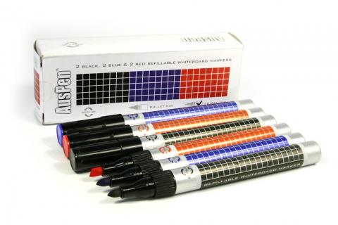 Refillable Whiteboard Markers red black and blue