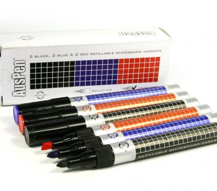Refillable Whiteboard Markers red black and blue