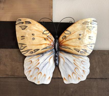 Honey and White Color Butterfly Metal Wall Art Home Decor