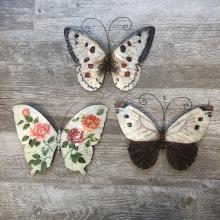 White and Red Butterfly Metal Wall Decor