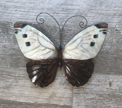 Eangee White and Blue Metal Wall Art Butterfly