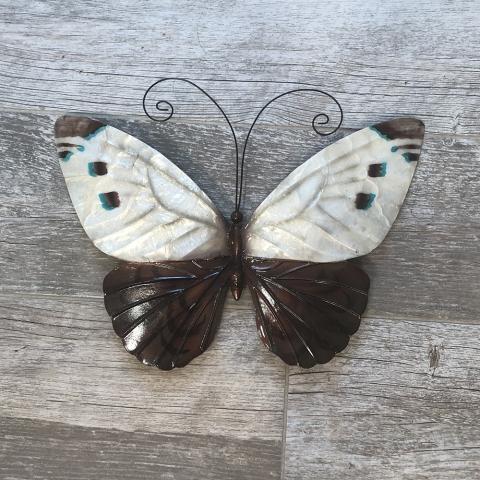 Eangee White and Blue Metal Wall Art Butterfly