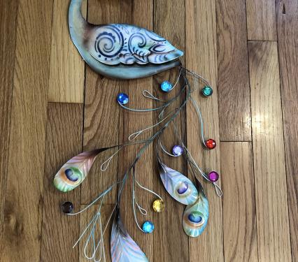 Peacock Capiz Shell and Metal Wall Art Decor