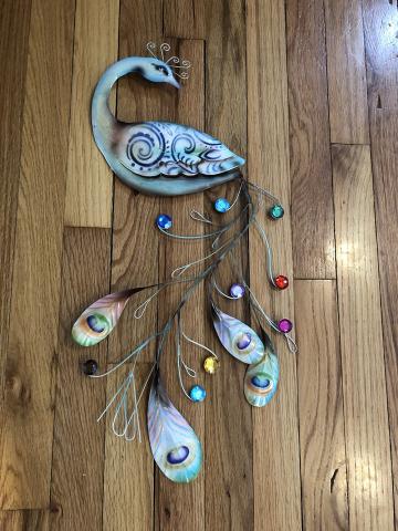 Peacock Capiz Shell and Metal Wall Art Decor