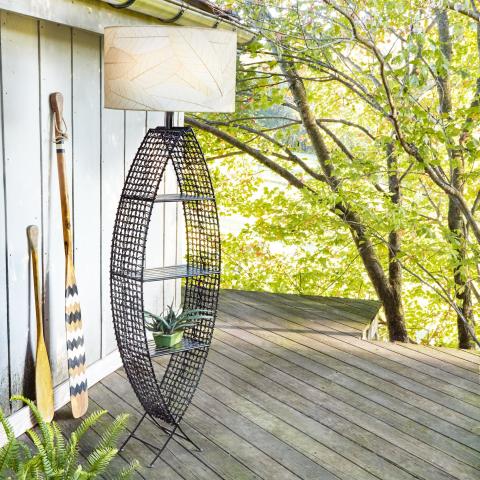 Eangee Indoor Outdoor Fish Floor Lamp with Shelves