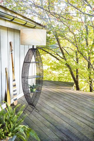 Eangee Indoor Outdoor Fish Floor Lamp with Shelves