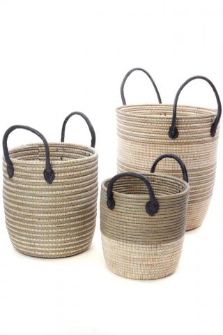 African Artisan Decorative Laundry Hamper Set of African Baskets