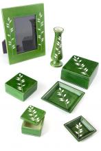 Green Soapstone Frame with Bamboo Design