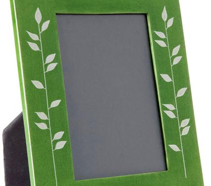Green Soapstone Frame with Bamboo Design