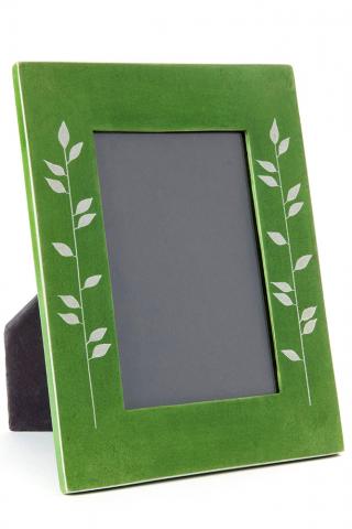 Green Soapstone Frame with Bamboo Design
