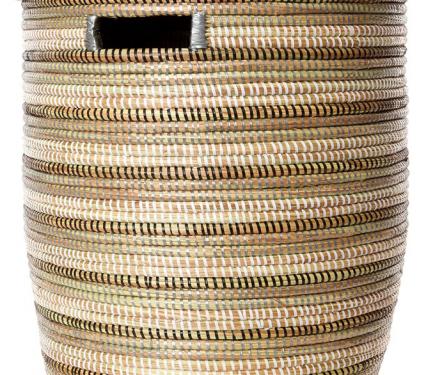 hand woven laundry basket with lid