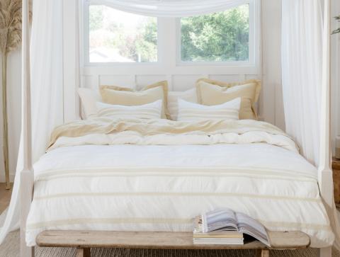 Coyuchi Ventura Striped Duvet Cover and sham