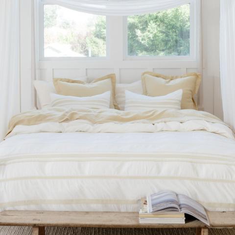 Coyuchi Ventura Striped Duvet Cover and sham