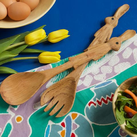 Wood Salad Server Set