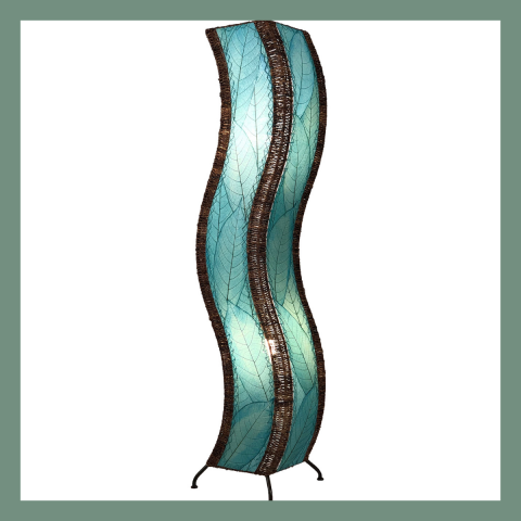 Eangee LED Large Wave Floor Lamp in Sea Blue